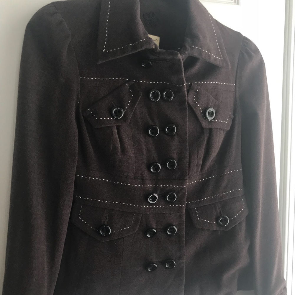 ANTHROPOLOGIE Elevenses coat with brocade trim